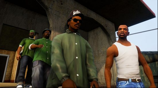 GTA Trilogy Definitive Edition Steam sale - San Andreas lead Carl 'CJ' Johnson and the Grove Street gang.