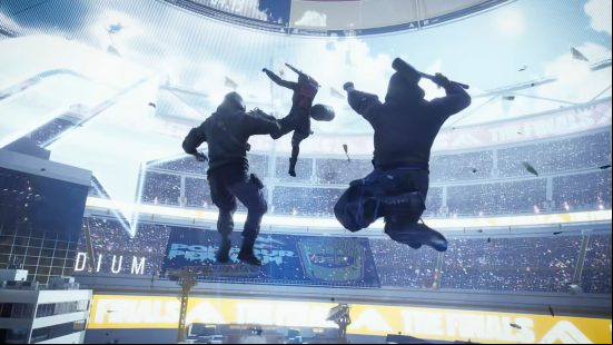 best multiplayer games: three soldiers descend onto a roof as they prepare for battle