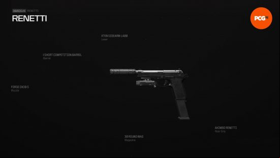 Best Renetti loadout: a handgun complete with suppressor and large mag.