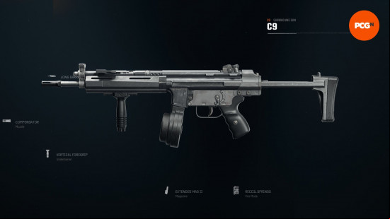 Best Warzone SMGs: a small fully automatic gun with a round magazine.
