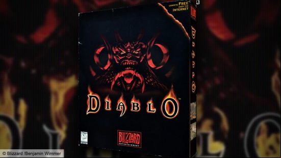 Diablo's box, a black game box with a horned creature on it. 