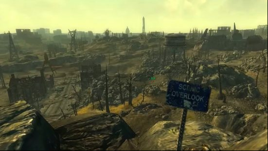 Fallout inspiration: The player's first-person view of the wasteland after escaping Vault 101