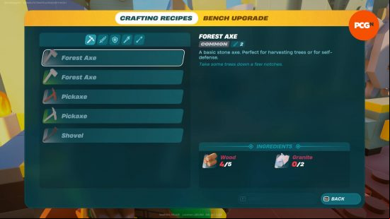 A list of some of the many Lego weapons and tools you can make at the crafting bench.