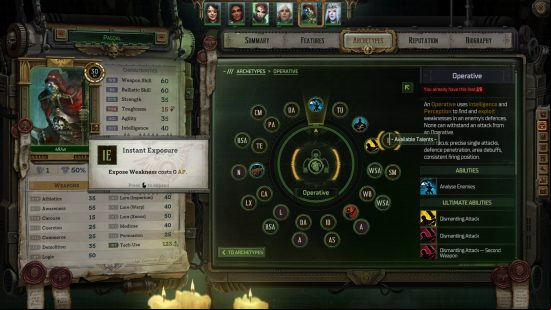 selecting operative talents from a list in rogue trader