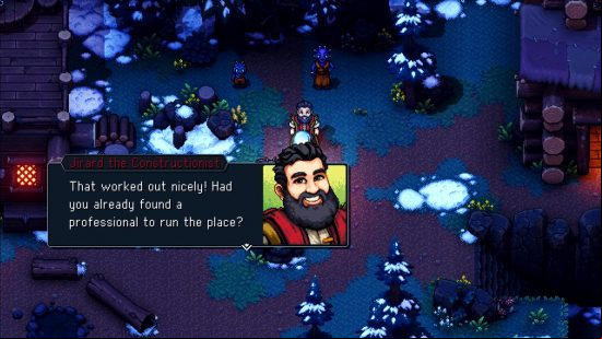 Sea of Stars - The party talks to NPC 'Jirard the Constructionist' who says, "That worked out nicely! Had you already found a professional to run the place