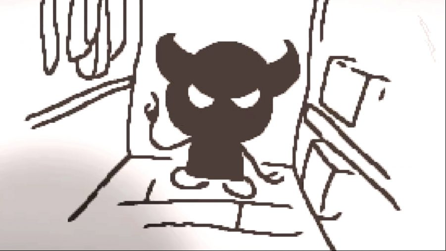 The Binding of Isaac Rebirth - A shadowy, horned figure stands in a small room.