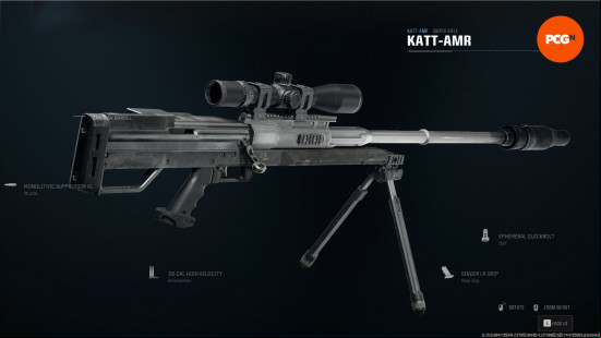 Best Warzone sniper rifles: a large, bulky sniper rifle with a scope attachment.