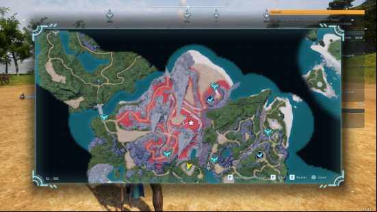 a palworld map indicating where to farm leather