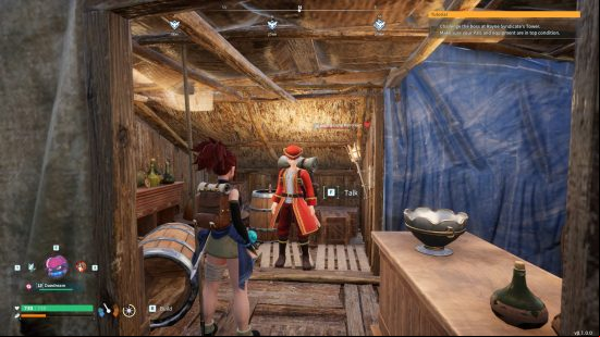 a merchant wearing a red coat in palworld