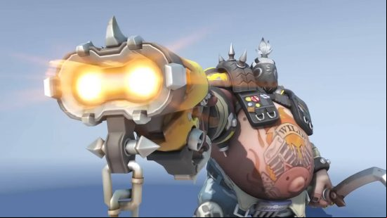 Overwatch 2 tier list: Roadhog is about to fire his double-barreled shotgun.