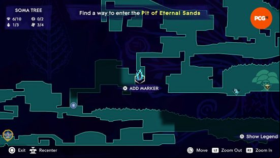 The map of Mount Qaf depicting the position of the Prince of Persia The Lost Crown Mystery Chest in the Soma Tree.