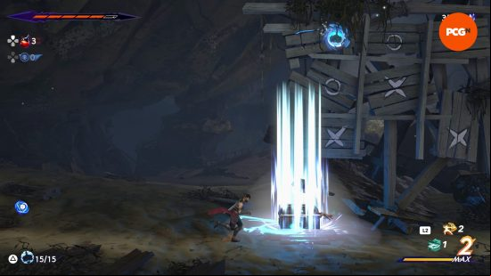 The Prince of Persia The Lost Crown Mystery Chest in the Sunken Harbor with the puzzle solution revealed.