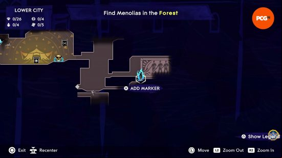 The map of Mount Qaf depicting the position of the Prince of Persia Spirited Sand Jar in the Lower City.