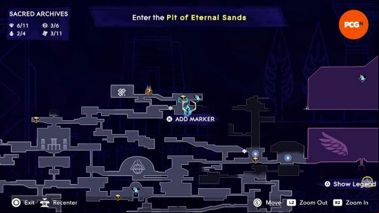 The map of Mount Qaf depicting the position of the Prince of Persia Spirited Sand Jar in the Sacred Archives.