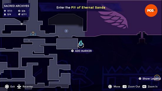 The map of Mount Qaf depicting the position of the Prince of Persia Spirited Sand Jar in the Sacred Archives.