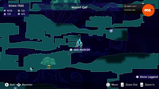The map of Mount Qaf depicting the position of the Prince of Persia Spirited Sand Jar in the Soma Tree.