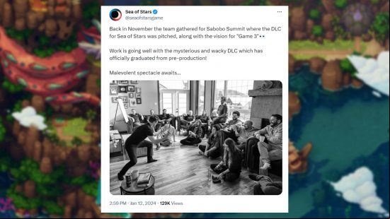 Sea of Stars DLC: an image of a tweet from Sabotage