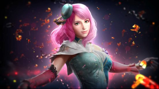 Alisa is one of the Tekken 8 characters, and is wearing a teal dress and a fascinator on her bright pink hair. 