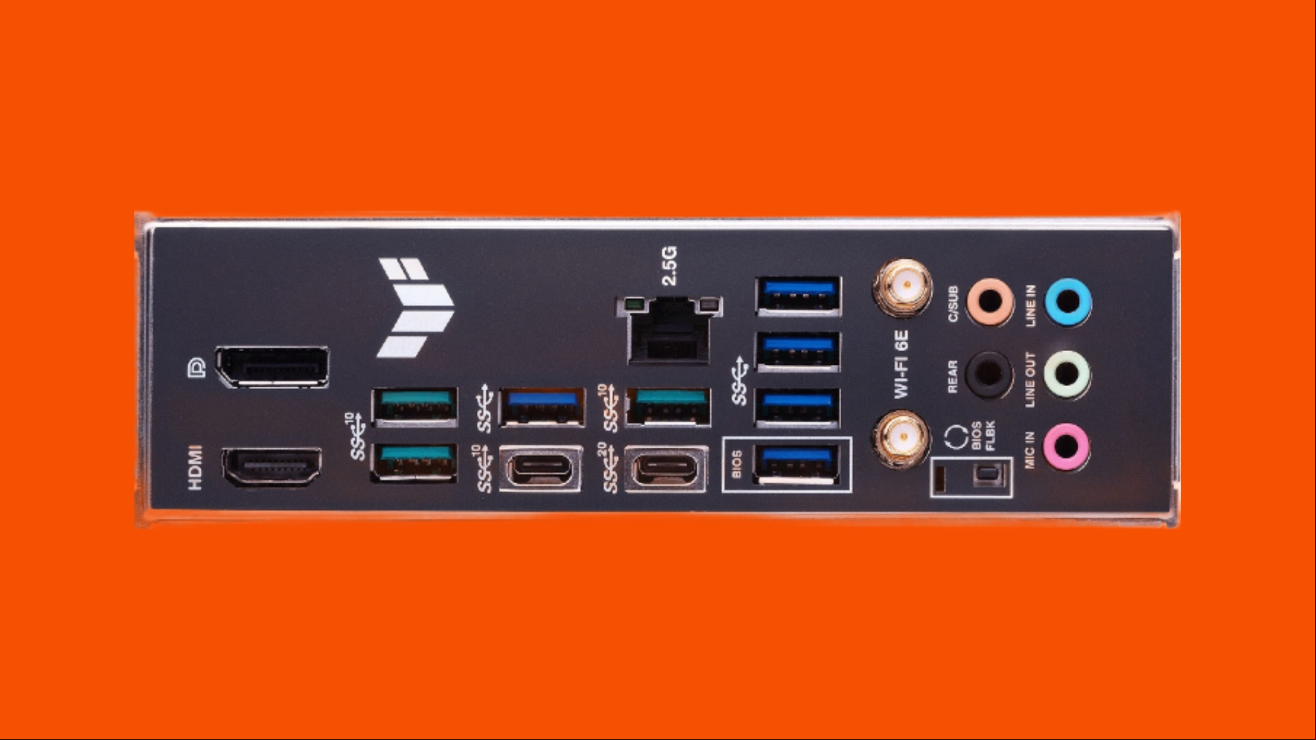 Asus Tuf Gaming X670E Plus Wi-Fi review image showing the product's ports.