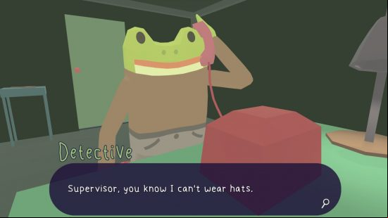 Best detective games: the Frog Detective answering a phone call.