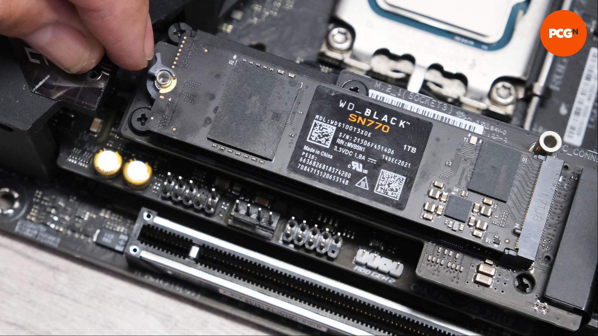 How to build a gaming PC: M.2 SSD secured with Asus Q-Latch