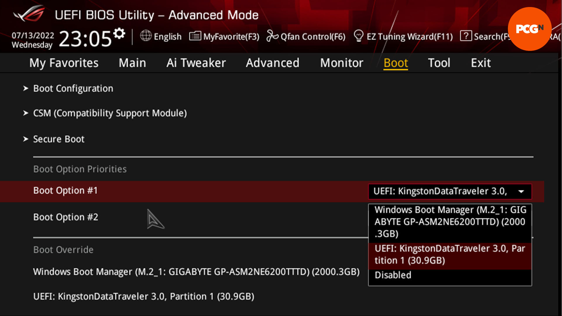 How to build a gaming PC: Select boot order in EFI