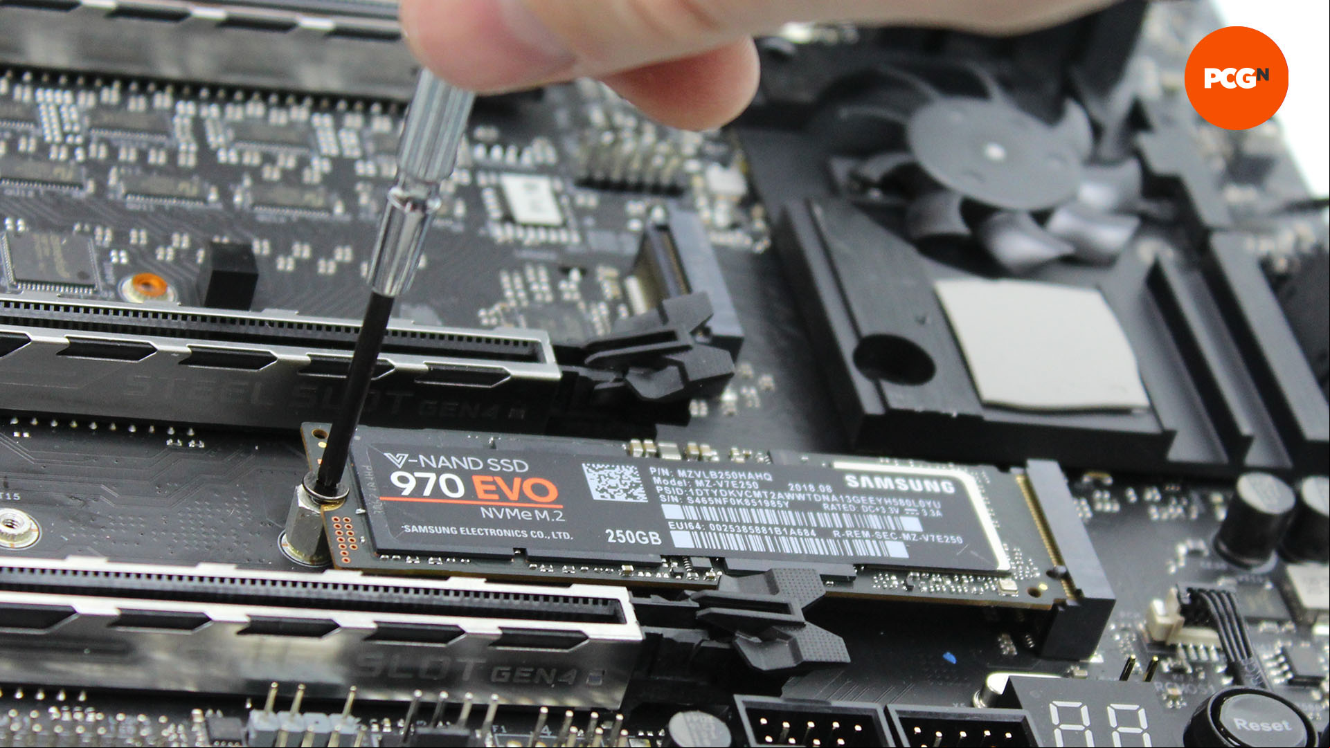 How to install an M.2 SSD: Screw drive into motherboard