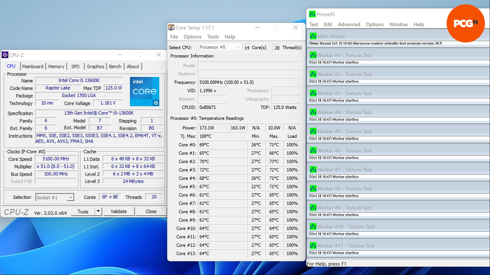How to overclock a Core i5-13600K: Stress test with Prime95