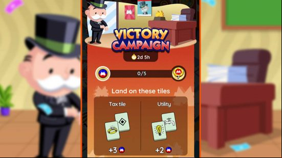 The Monopoly Go Victory Campaign rewards screen.