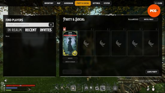 An image of the in-game Nightingale multiplayer menu.