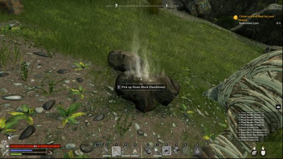 a pile of stone blocks to pick up in nightingale