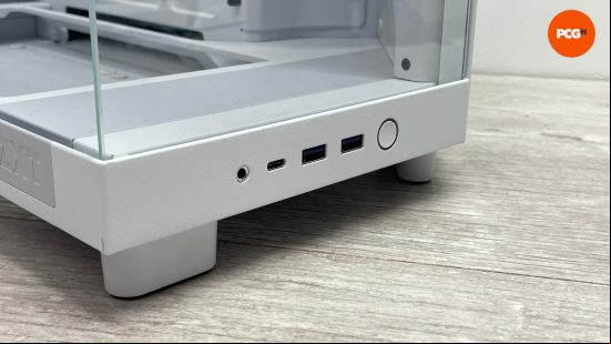 NZXT H6 Flow RGB review image showing the case's ports.