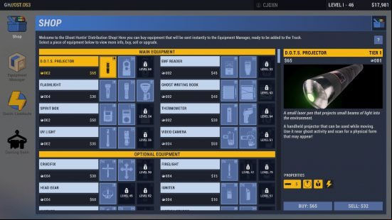 Phasmophobia shop update - The new-look in-game store for buying equipment.