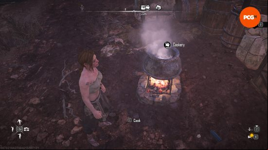 A player stands next to a cookery pot where they can make meals to increase morale in Skull and Bones.