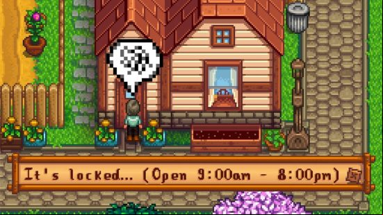 A player is too late to enter an NPC house, something which can be avoided with Always Welcome, one of the best Stardew Valley mods.
