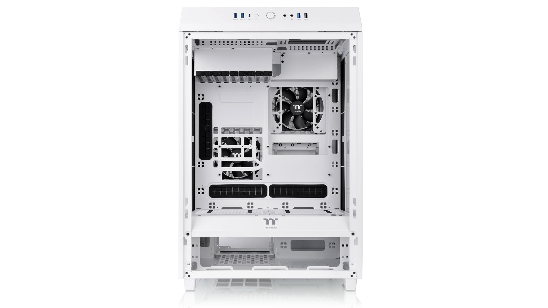 Thermaltake Tower 500 review image showing the case opened up.