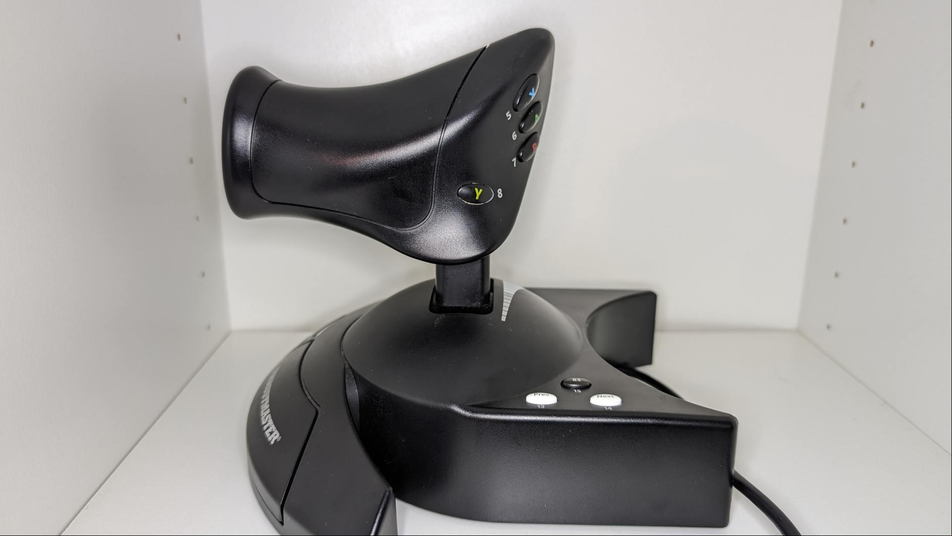 Thrustmaster HOTAS flight stick review image showing the throttle.