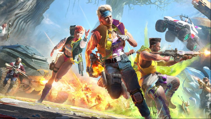 Ascendant Infinity key art, shows squads running away from fearsome monsters.
