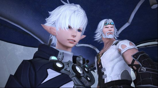 Best JRPGs: two white-haired people looking at something offscreen. One has huge ears.