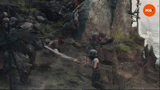 dragons dogma 2 warrior knocking goblins away with razing sweep