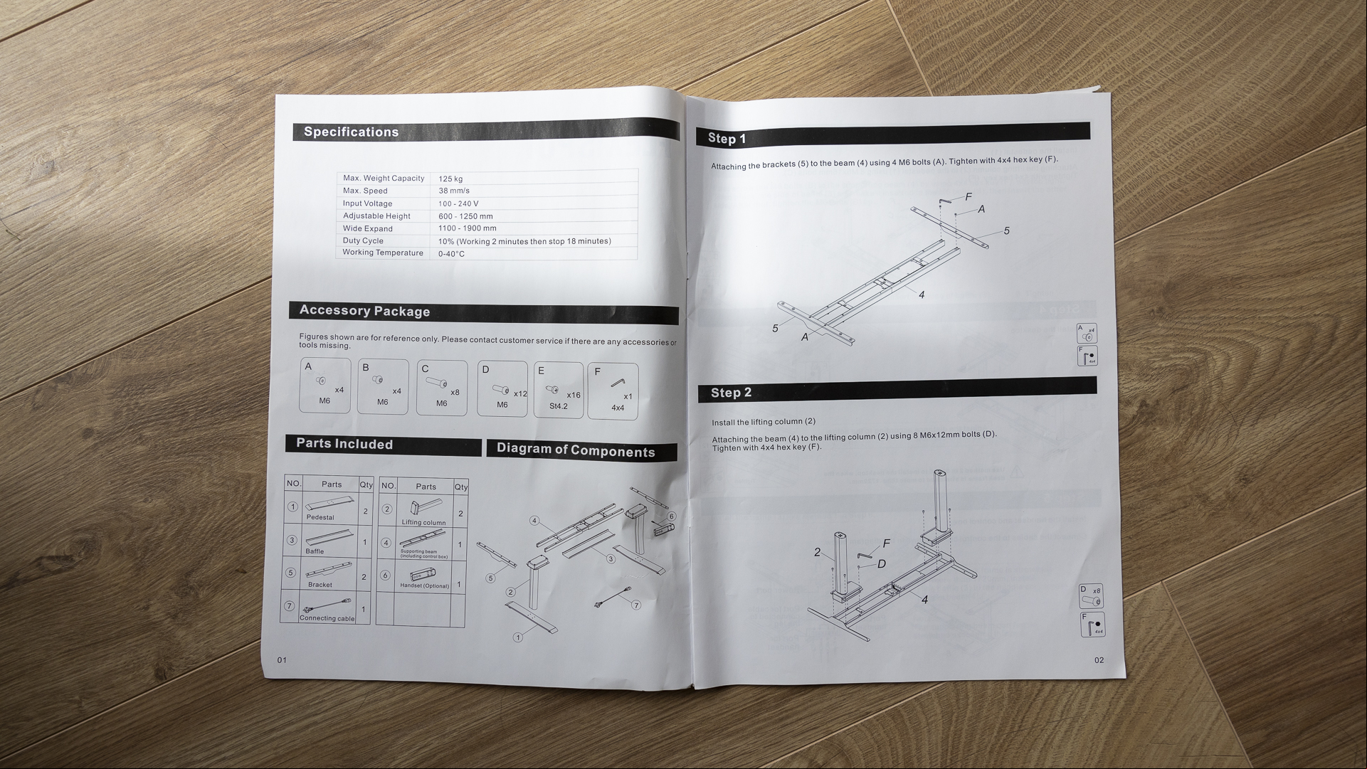 Flexispot E8 Standing Desk review image showing the instruction manual.