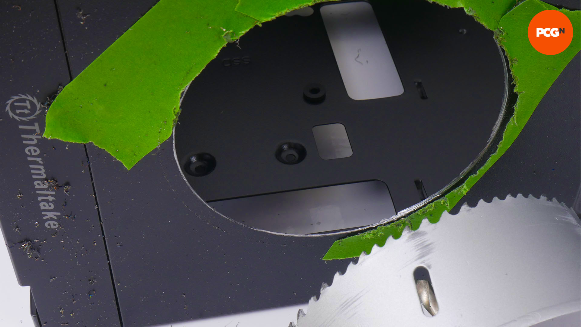 How to add fan mounts to your PC case: Cut with hole saw
