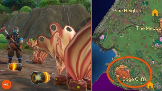 A circled Lightyear Frontier map showing where to get Caroots.