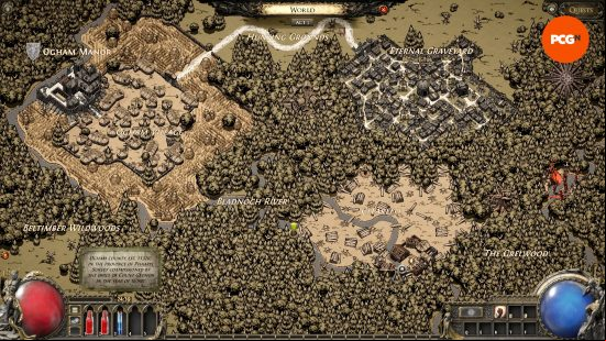 The world map in Path of Exile 2.