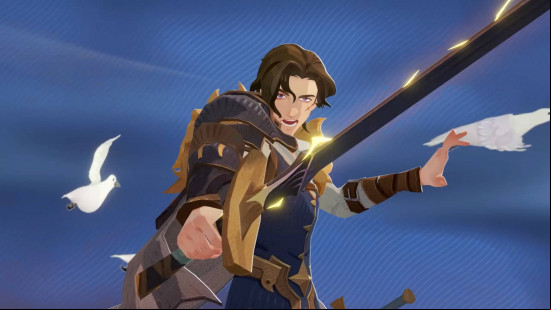 Best mobile games you can play on mobile: AFK Journey, Image shows a character swiping with a sword.