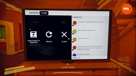 The Content Warning SpookTube screen shows new comment thanks to the Content Warning mod More Comments.