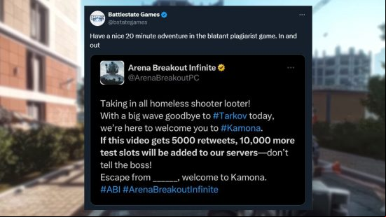 A tweet from the Escape From Tarkov developer.