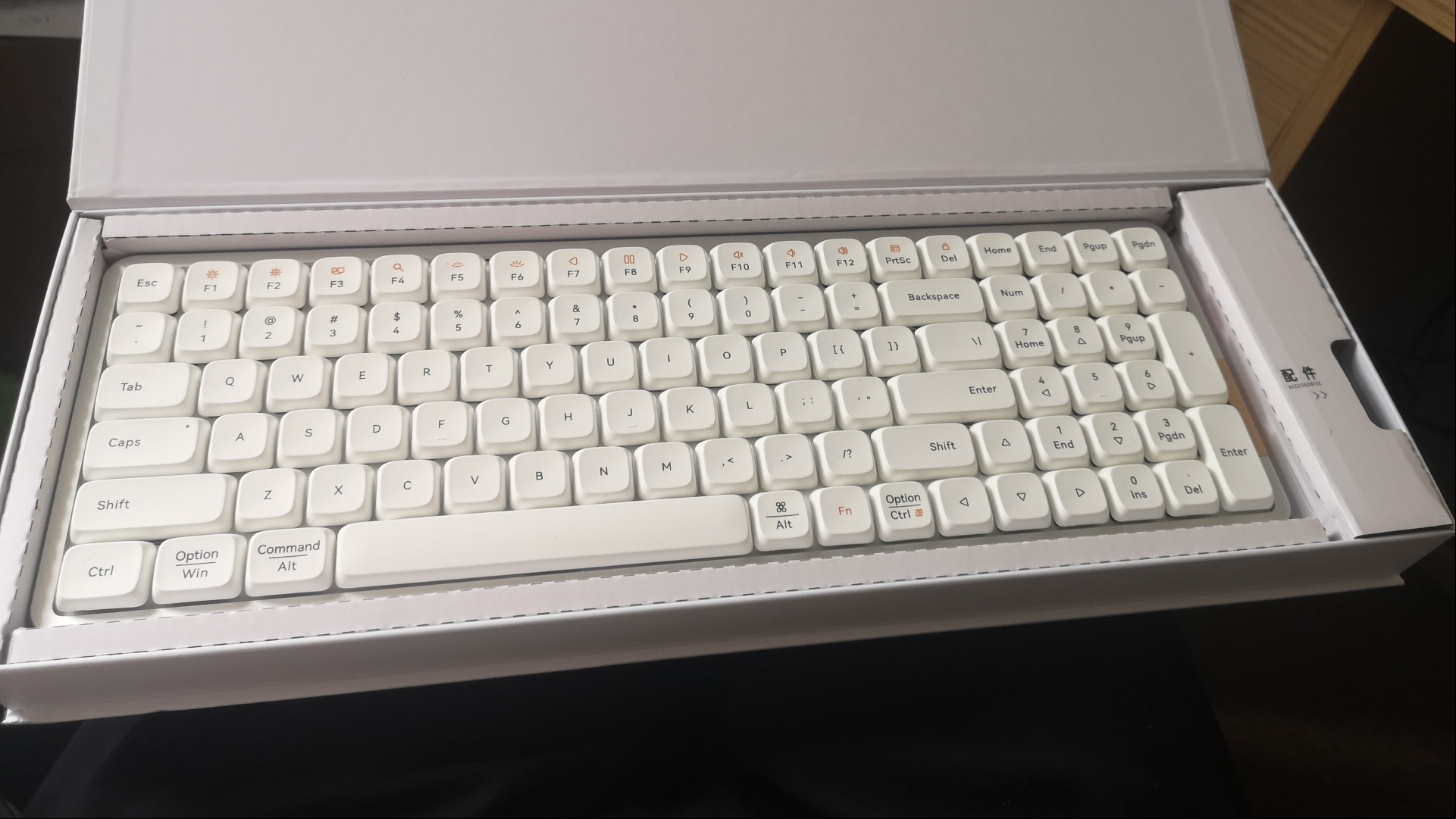 Lofree Flow Mechanical Keyboard review image showing the keyboard in its box.