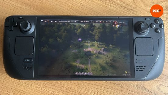 Manor Lords running on a Steam Deck OLED