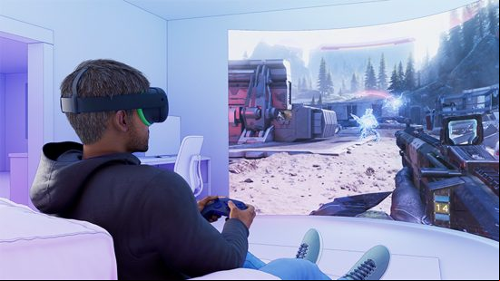 A digital mockup of the Xbox Meta Quest 3 headset